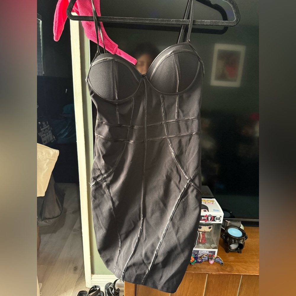 Elegant Black Bustier Slip Dress